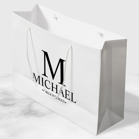 Moderner Personalisierter Trauzeuge in Schwarz/Wei Große Geschenktüte
