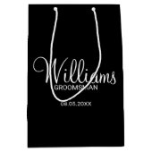 Moderner Personalisierter Trauzeuge in Schwarz/Wei Mittlere Geschenktüte (Vorderseite)