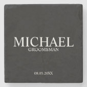 Moderner Personalisierter Trauzeuge Steinuntersetzer (Vorderseite)