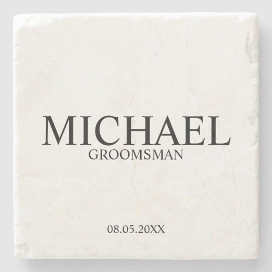 Moderner Personalisierter Trauzeuge Steinuntersetzer (Vorderseite)