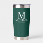 Moderner Personalisierter Trauzeuge Thermobecher<br><div class="desc">Moderne Geschenke mit Personalisiertem Trauzeuge mit personalisiertem Monogramm,  Trauzeugen Name und Titel in der weißen klassischen Serif Schriftart Stil auf smaragdgrünem Hintergrund. Auch perfekt für Trauzeuge,  Vater der Braut und mehr.</div>