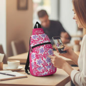 Moderner Personalisierter tropischer Rosa-Blütenna Crossbody Bag