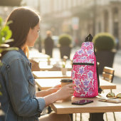 Moderner Personalisierter tropischer Rosa-Blütenna Crossbody Bag