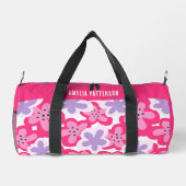Moderner Personalisierter tropischer Rosa-Blütenna Duffle Bag (Rückseite)