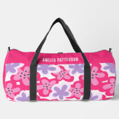 Moderner Personalisierter tropischer Rosa-Blütenna Duffle Bag (Vorderseite)