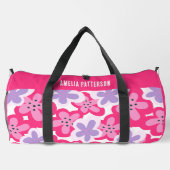 Moderner Personalisierter tropischer Rosa-Blütenna Duffle Bag (Rückseite)