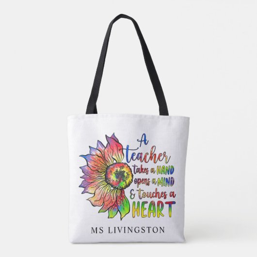 Moderner Personalisierter Wasserfarbenlehrer Tasche (Rückseite)