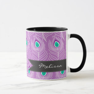 Moderner Pfau versieht Trendy und personalisiertes Tasse