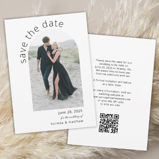 Moderner Pfeil Save the Date mit QR-Code
