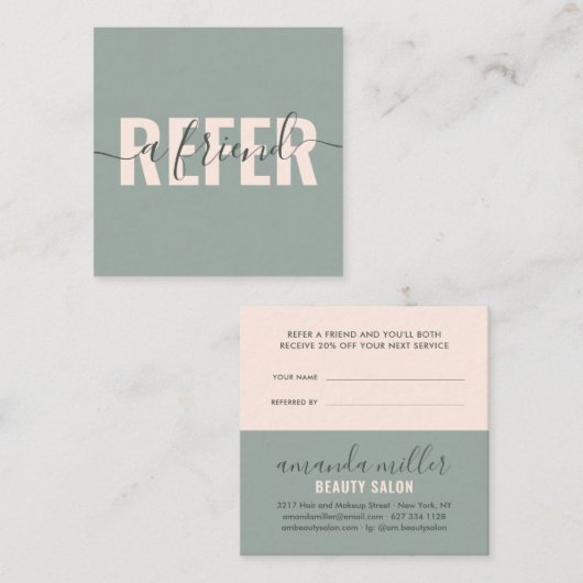 Moderner Pfirsich beziehen sich auf die Signatur v Empfehlungskarte (Vorne/Hinten)