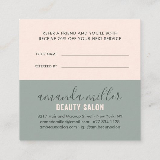 Moderner Pfirsich beziehen sich auf die Signatur v Empfehlungskarte (Rückseite)