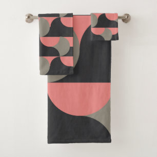 Moderner Pfirsich und Grau aus dem Mittelalter Badhandtuch Set