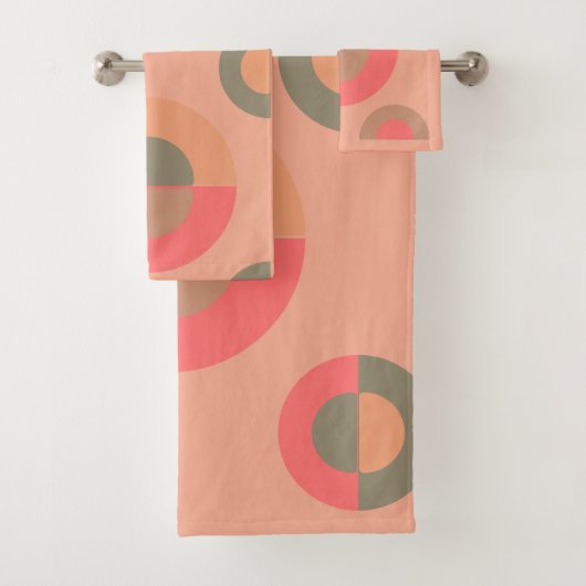 Moderner Pfirsich und Olivenhain aus dem Mittelalt Badhandtuch Set (Insitu)