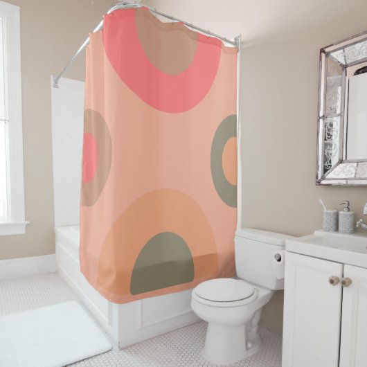 Moderner Pfirsich und Olivenhain aus dem Mittelalt Duschvorhang (Beispiel)