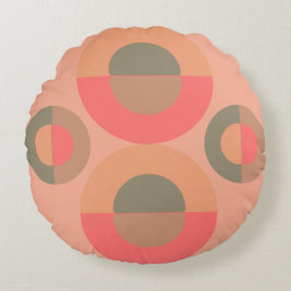 Moderner Pfirsich und Olivenhain aus dem Mittelalt Rundes Kissen