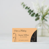 Moderner Pfirsich und Schwarzer Zierklotz Verziert Visitenkarte (Stehend Vorderseite)