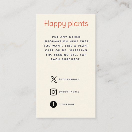 Moderner Pflanze Shop Vielen Dank Begleitkarte (Rückseite)
