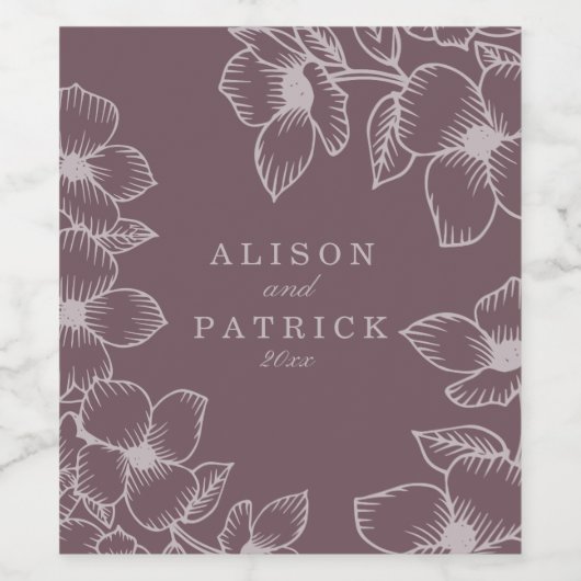 Moderner Pflaume Lila Weinetikett (Einzelnes Label)