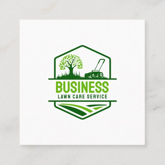 Moderner Pflegedienst für grüne Rasenflächen Lands Quadratische Visitenkarte (Rückseite)