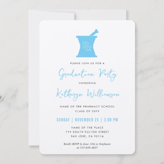 Moderner PharmD Pharmacy School Abschluss Einladung (Vorderseite)