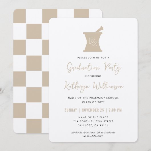 Moderner PharmD Pharmacy School Abschluss Einladung (Vorne/Hinten)