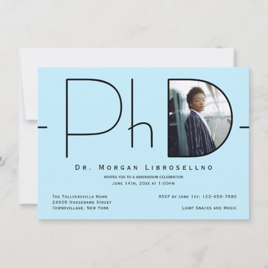 Moderner PhD-Abschluss für Foto Einladung (Vorderseite)