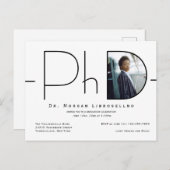 Moderner PhD-Abschluss für Foto Einladungspostkarte (Vorne/Hinten)