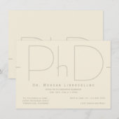 Moderner PhD-Abschluss in Beige Einladung (Vorne/Hinten)