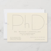Moderner PhD-Abschluss in Beige Einladung (Vorderseite)