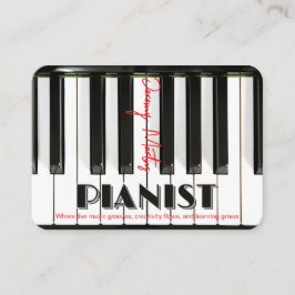 Moderner Piano Keyboard Red Black Pianist Visitenkarte