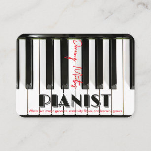 Moderner Piano Keyboard Red Black Pianist Visitenkarte