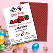 Moderner Pieptöner Roter Rennwagen 7. Geburtstag Einladung