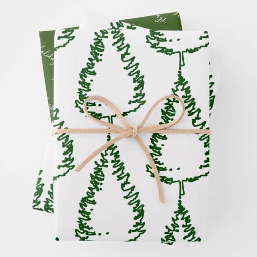 Moderner Pine Tree Urlaub Geschenkpapier Set (Beispiel)