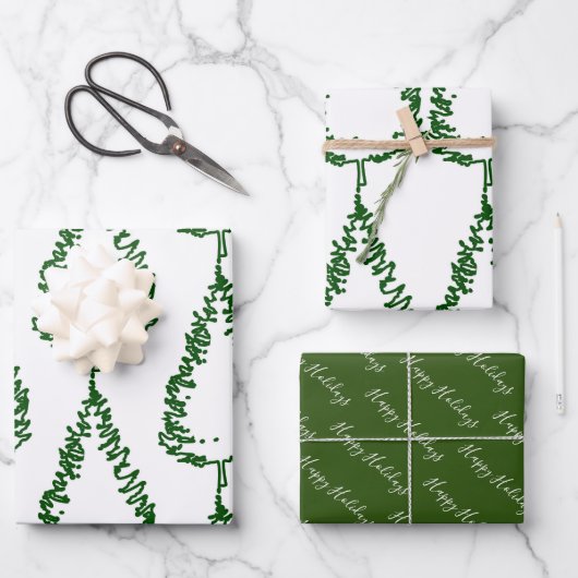 Moderner Pine Tree Urlaub Geschenkpapier Set (Vorderseite)