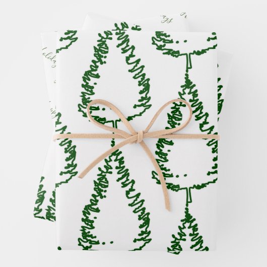 Moderner Pine Tree Urlaub Geschenkpapier Set (Beispiel)