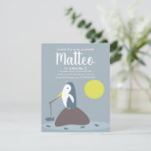 Moderner Pinguin Angeln im Wassermeer Geburtstag Einladung (Stehend Vorderseite)