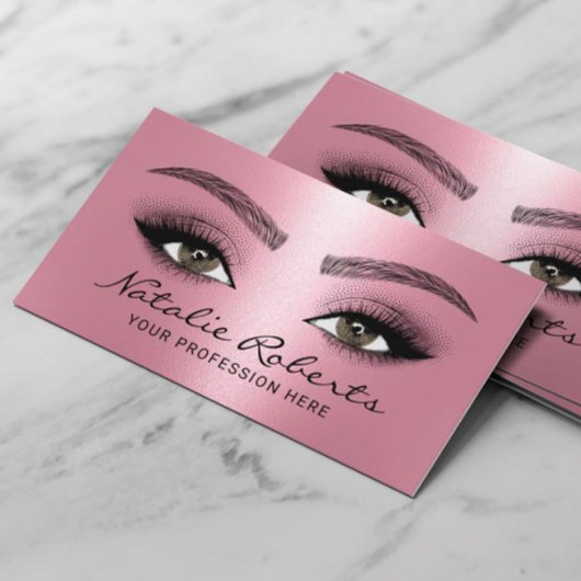 Moderner Pink Beauty Salon Eyelash Microblading Visitenkarte