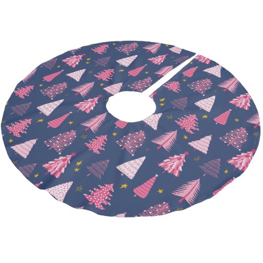 Moderner Pink & Blue Weihnachtsbaum Polyester Weihnachtsbaumdecke (Schrägansicht)