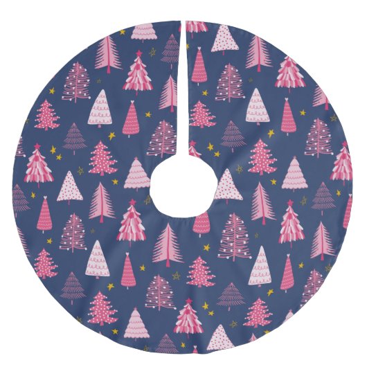 Moderner Pink & Blue Weihnachtsbaum Polyester Weihnachtsbaumdecke (Vorderseite)