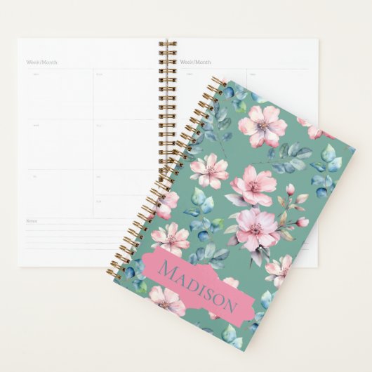 Moderner Pink Blume Grünplaner Planer (Anzeige)