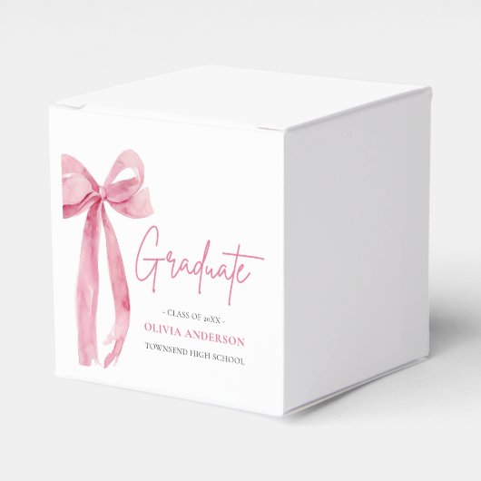 Moderner Pink Bow Coquette Graduate Abschluss Geschenkschachtel (Vorderseite)