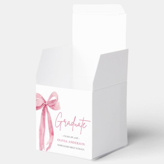 Moderner Pink Bow Coquette Graduate Abschluss Geschenkschachtel (Geöffnet)