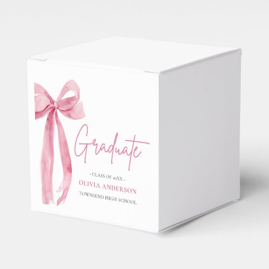 Moderner Pink Bow Coquette Graduate Abschluss Geschenkschachtel (Vorderseite)