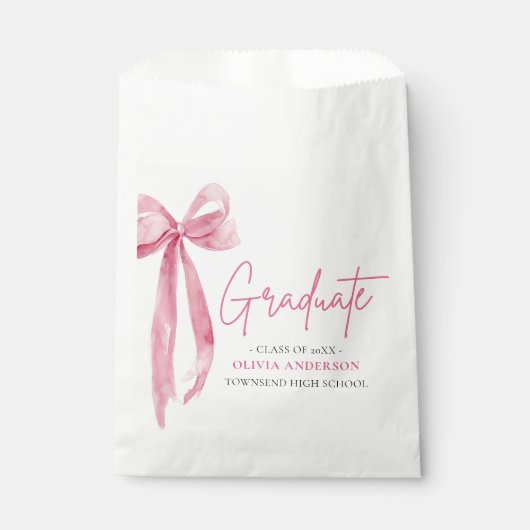Moderner Pink Bow Coquette Graduate Abschluss Geschenktütchen (Vorderseite)