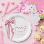 Moderner Pink Bow Coquette Graduate Abschluss Pappteller (Party)
