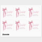 Moderner Pink Bow Coquette Graduate Abschluss Quadratischer Aufkleber (Blatt)