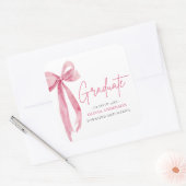 Moderner Pink Bow Coquette Graduate Abschluss Quadratischer Aufkleber (Umschlag)