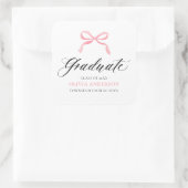 Moderner Pink Bow Coquette Graduate Abschluss Quadratischer Aufkleber (Tasche)