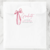 Moderner Pink Bow Coquette Graduate Abschluss Runder Aufkleber (Tasche)
