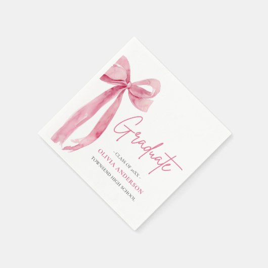 Moderner Pink Bow Coquette Graduate Abschluss Serviette (Ecke)